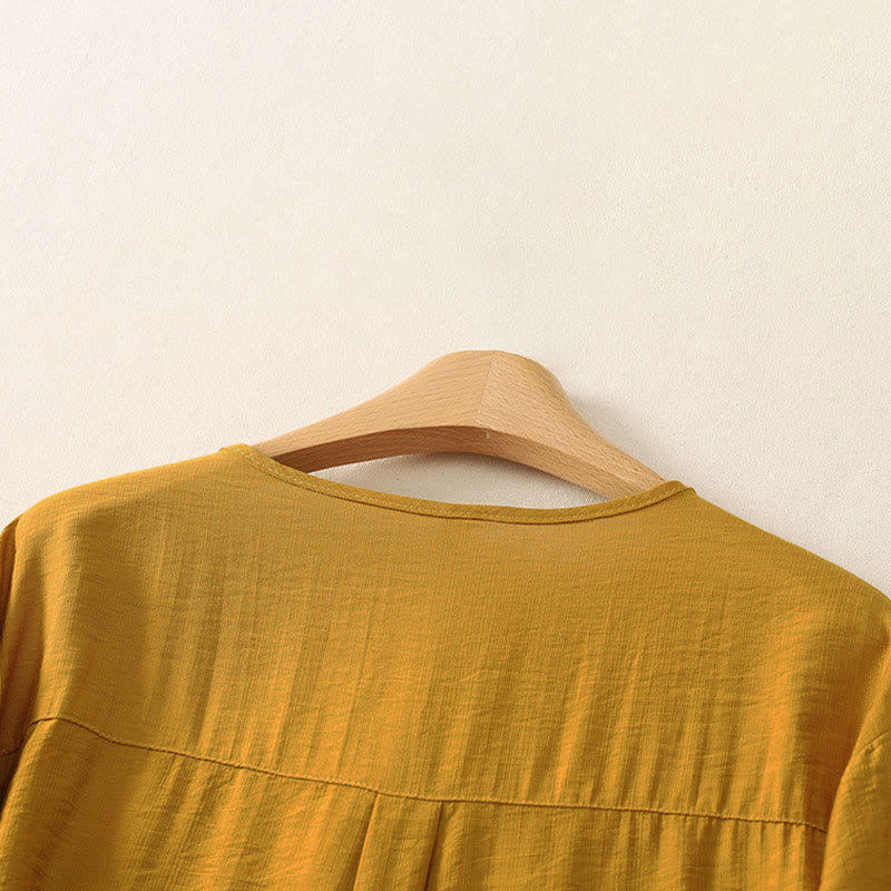 Buddha Stones Summer Casual Minimalist Button-Up Solid Women's Long Sleeve Shirts - image 3