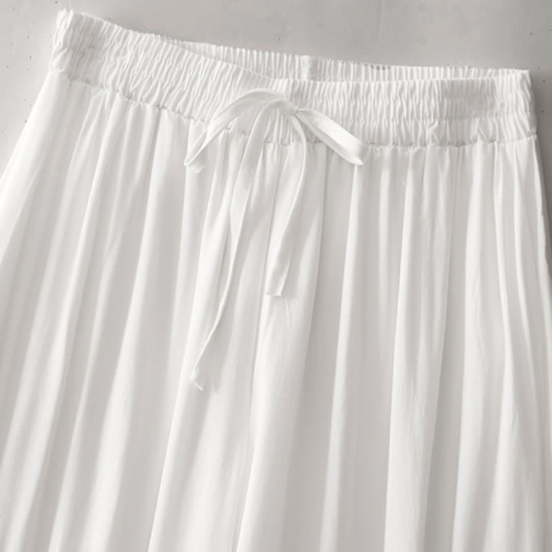 Buddha Stones Summer Casual Elegant Drawstring Solid Cropped Pants Women's Wide Leg Pants With Pockets - image 25
