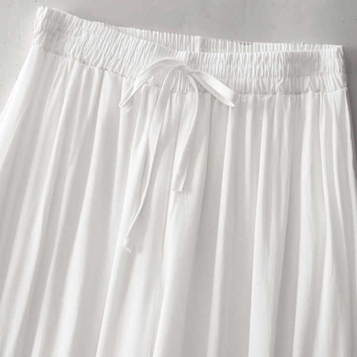 Buddha Stones Summer Casual Elegant Drawstring Solid Cropped Pants Women's Wide Leg Pants With Pockets - image 25