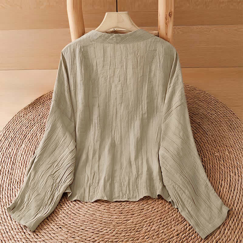 Buddha Stones Summer Casual Boho Wrinkle Design Drawstring Solid Women's Kimono - image 1