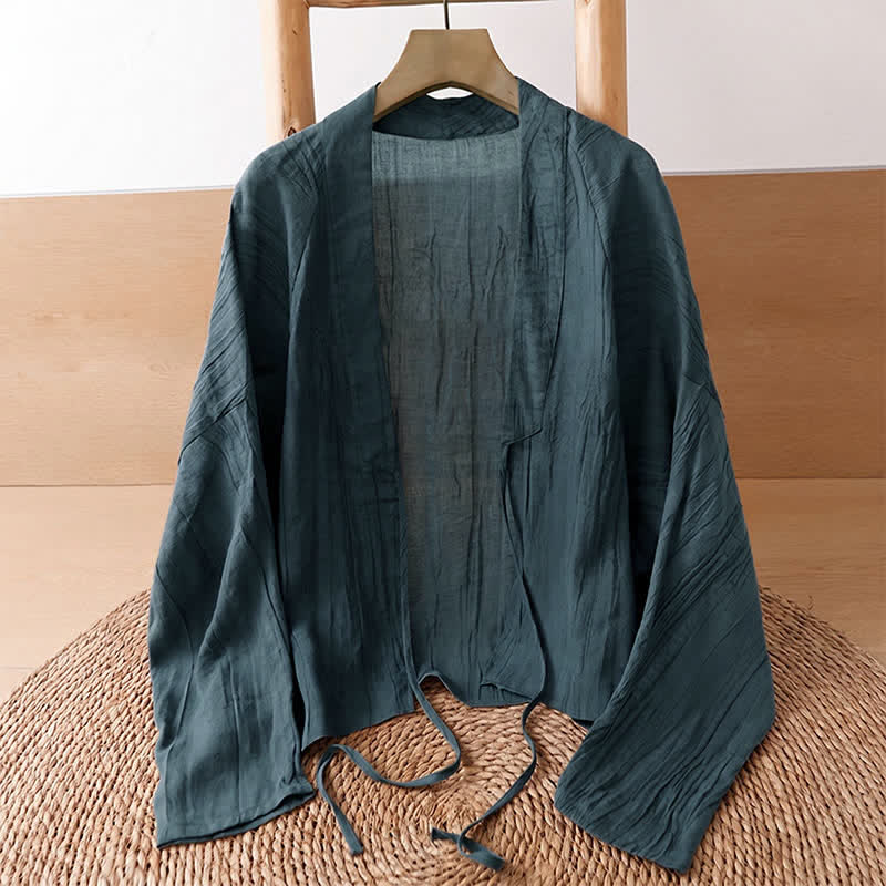 Buddha Stones Summer Casual Boho Wrinkle Design Drawstring Solid Women's Kimono - image 11