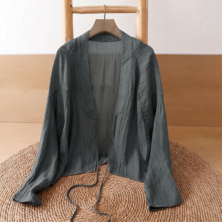 Buddha Stones Summer Casual Boho Wrinkle Design Drawstring Solid Women's Kimono - image 33