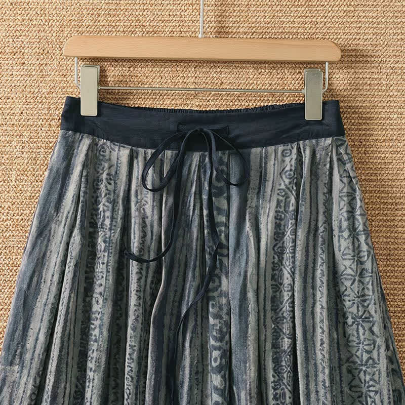 Buddha Stones Spring Summer Casual Bohemian Drawstring Geometric Women's Skirts With Pockets - image 4