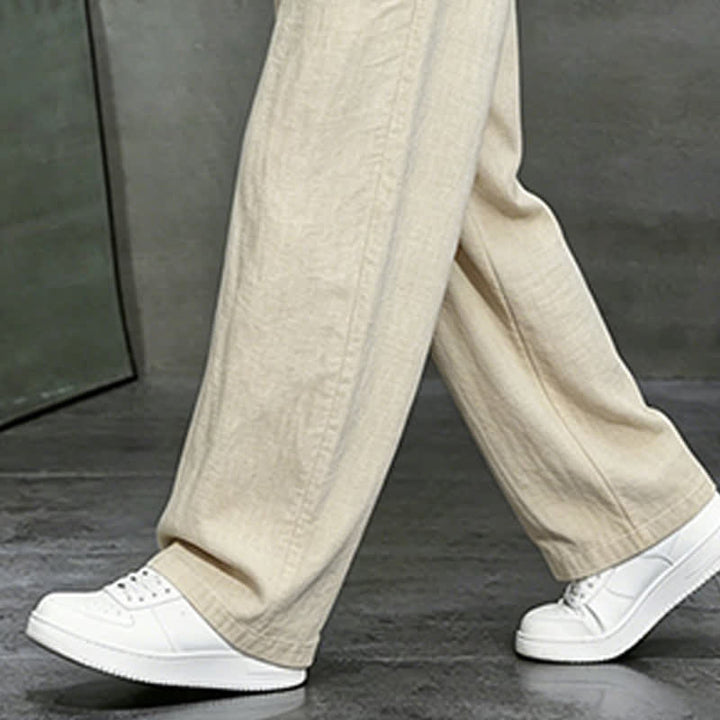 Buddha Stones Spring Summer Casual Drawstring Solid Long Pants Men's Straight Leg Pants With Pocket - image 6