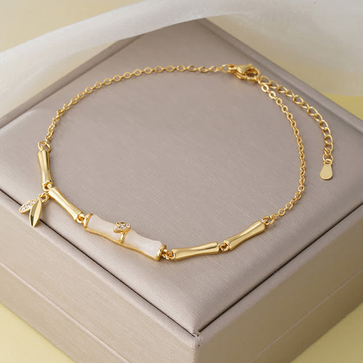 Buddha Stones Copper Bamboo Leaves Wealth Chain Anklet - image 1