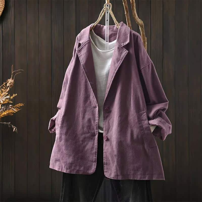 Buddha Stones Spring Fall Buttons Lapel Collar Long Sleeve Mid-length Women's Jacket With Pockets - PaleVioletRed - US4-8/10，UK/AU8-12/14，EU36-40/42 (F) - image 22