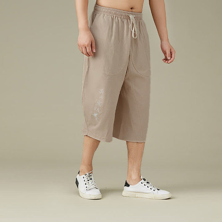 Buddha Stones Casual Solid Color Leisure Cotton Men's Tapered Pants With Pockets - image 9