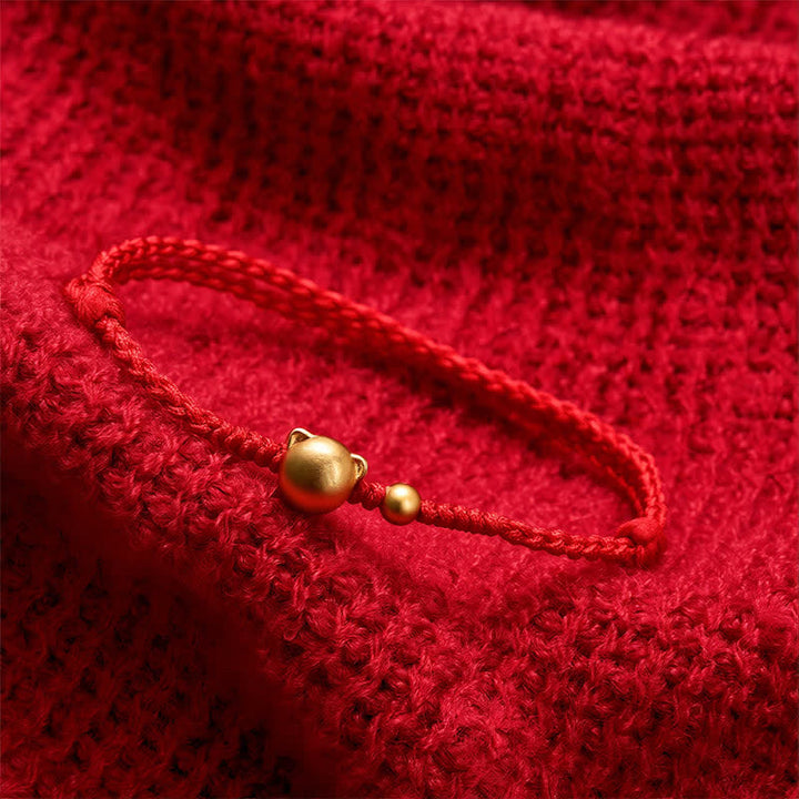 Buddha Stones Red String Copper Cat Head Protection Bracelet - image 3