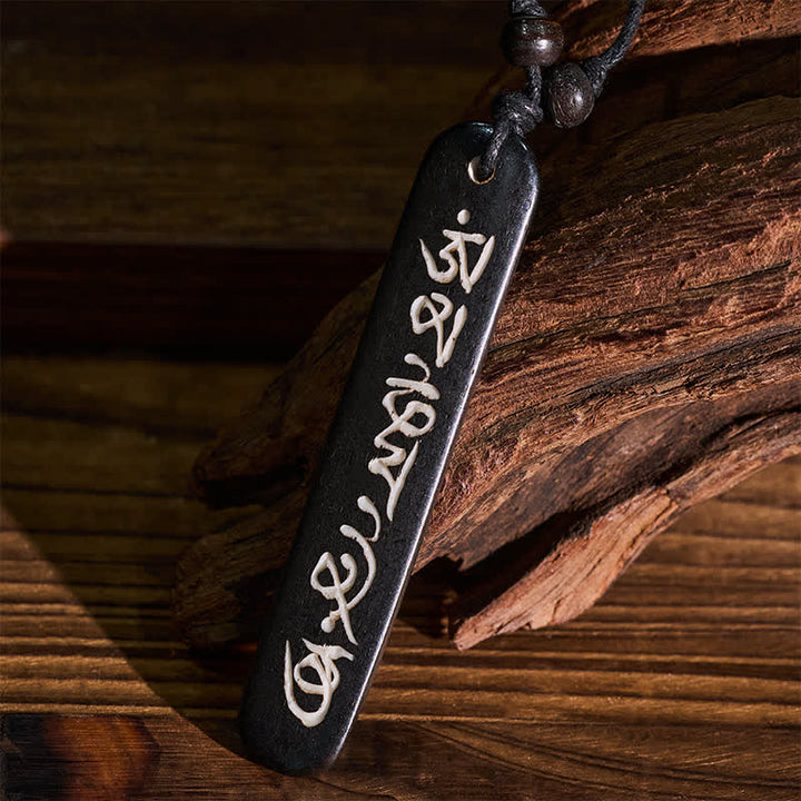 Buddha Stones Hand-Carved Bone Bead Om Mani Padme Hum Peace Necklace - image 3