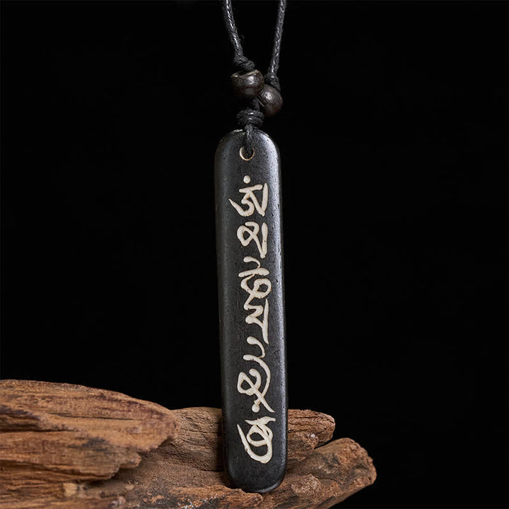 Buddha Stones Hand-Carved Bone Bead Om Mani Padme Hum Peace Necklace - image 4