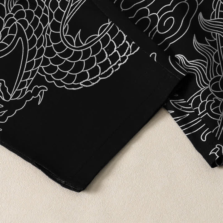 Buddha Stones Pure Cotton Imperial Dragon Pattern Drawstring Men's Tapered Pants With Pockets - image 5