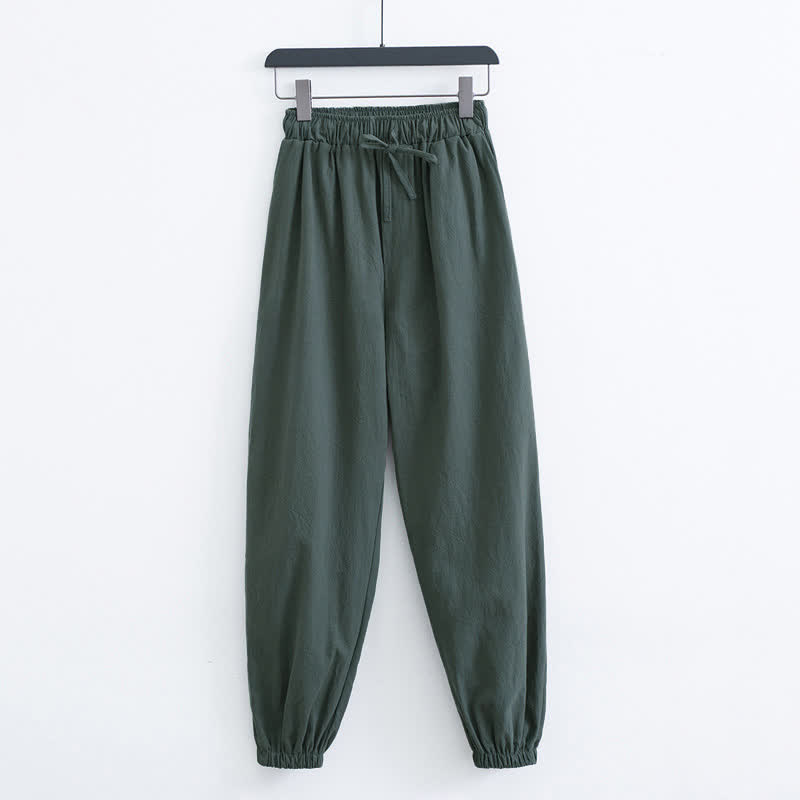 Buddha Stones Solid Color Cotton Casual Men's Harem Pants With Pockets - DarkSlateGray - US/UK/AU44，EU54 (4XL) - image 10