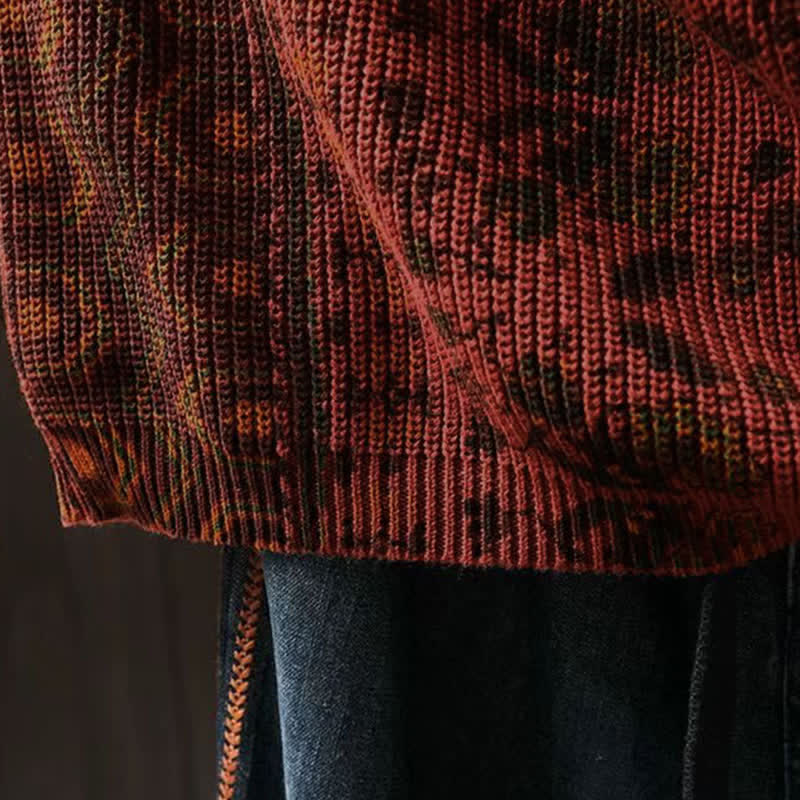 Buddha Stones Fall Striped Geometric Flowers Cotton Women's Long Sleeve Pullover Knitted Hoodie - image 9