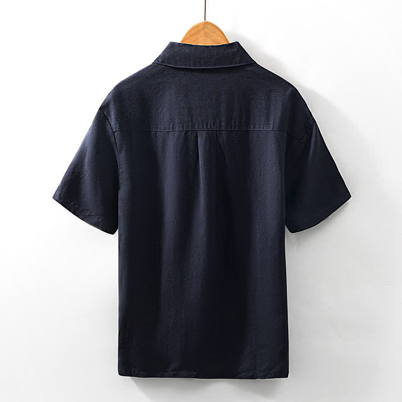 Buddha Stones Summer Casual Minimalist Quarter Zip Solid Men's Short Sleeve Shirts - image 16