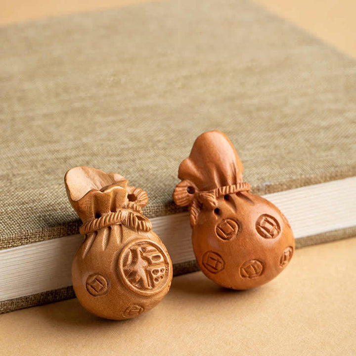 Buddha Stones Peach Wood Fu Character Money Bag Lucky Cinnabar Elephant Lotus Gourd Keychains - image 5