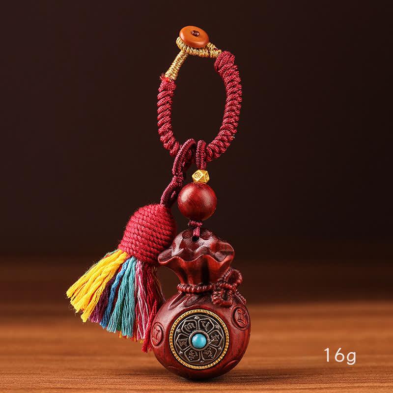 Buddha Stones Red Sandalwood Money Bag Om Mani Padme Hum Wisdom Fortune Keychains - image 10