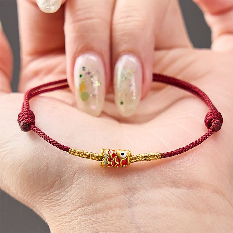 Buddha Stones Koi Fish Luck Hand-Woven Red String Bracelet - image 3