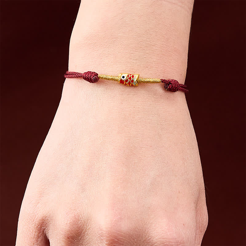 Buddha Stones Koi Fish Luck Hand-Woven Red String Bracelet - image 4