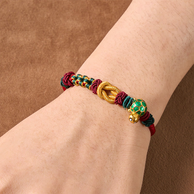 Buddha Stones Hand-Woven Copper Turtle Red String Protection Bracelet - image 4