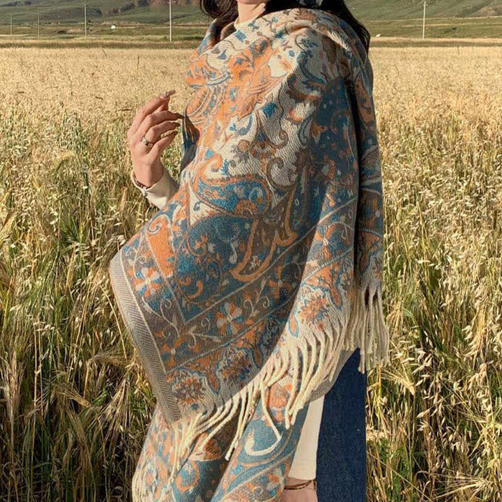 Buddha Stones Tibetan Flower Branch Tassel Shawl Cozy Travel Scarf Wrap - image 8