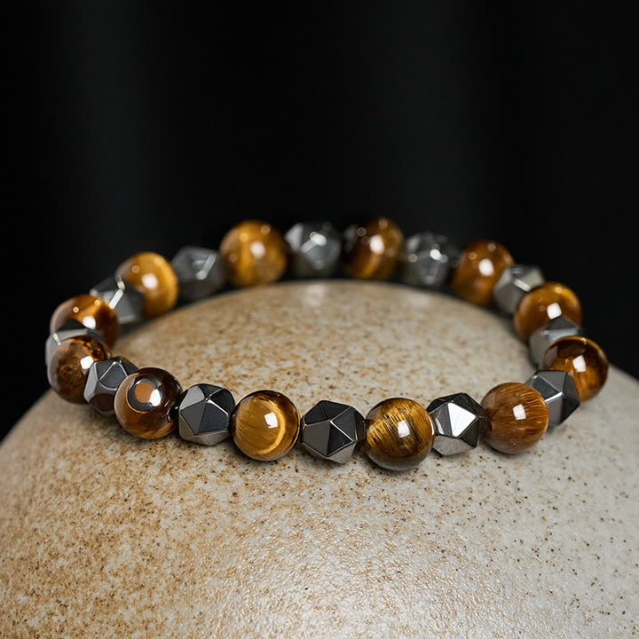 Buddha Stones Tiger Eye Hematite Faceted Strength Bracelet - image 11