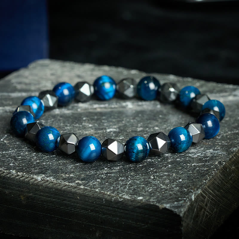 Buddha Stones Tiger Eye Hematite Faceted Strength Bracelet - Blue Tiger Eye(Balance ♥ Positive) - image 16