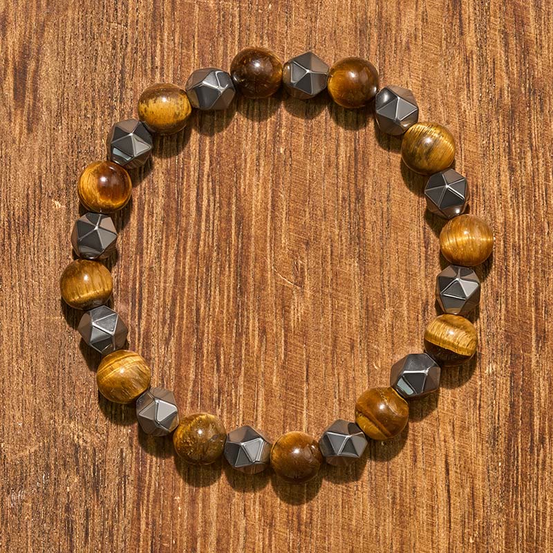 Buddha Stones Tiger Eye Hematite Faceted Strength Bracelet - image 12