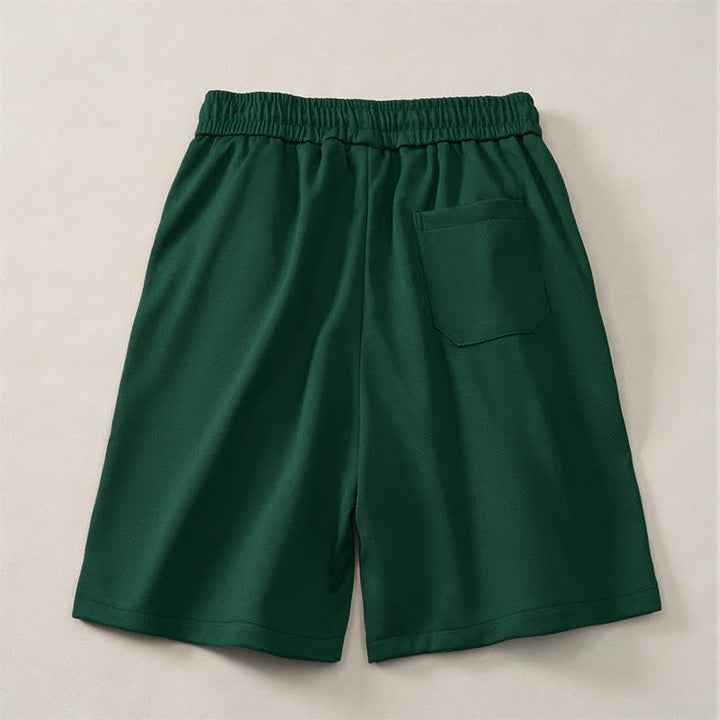 Buddha Stones Summer Boho Drawstring Elastic Waist Geometric Trim Men's Shorts With Pockets - image 1