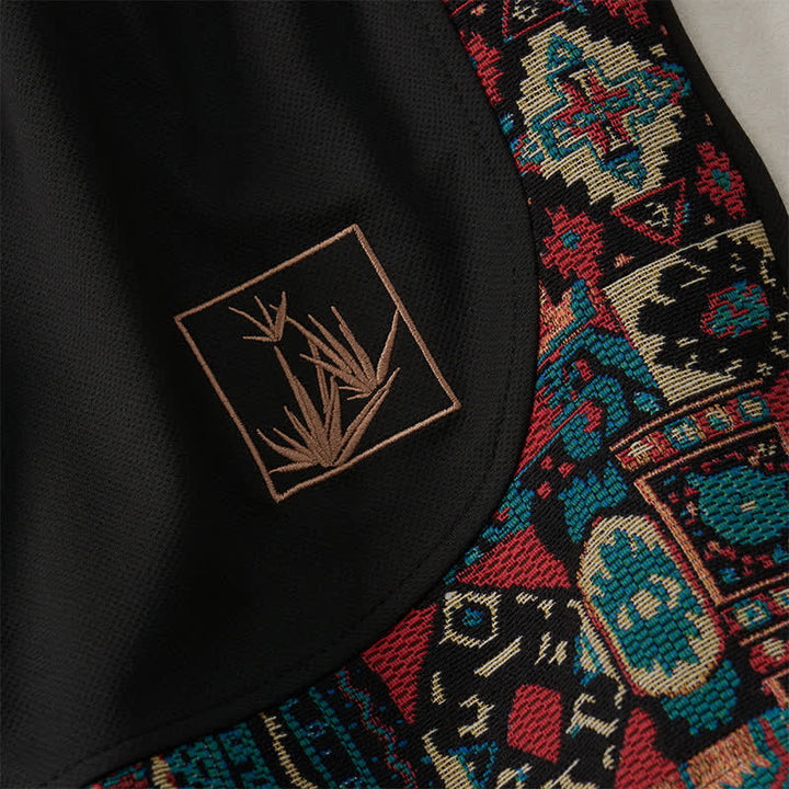 Buddha Stones Summer Boho Drawstring Elastic Waist Geometric Trim Men's Shorts With Pockets - image 15