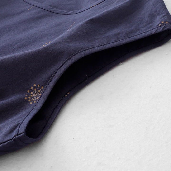 Buddha Stones MidnightBlue Printing Lace-Up Design Sleeveless Midi Dress With Pockets - image 6