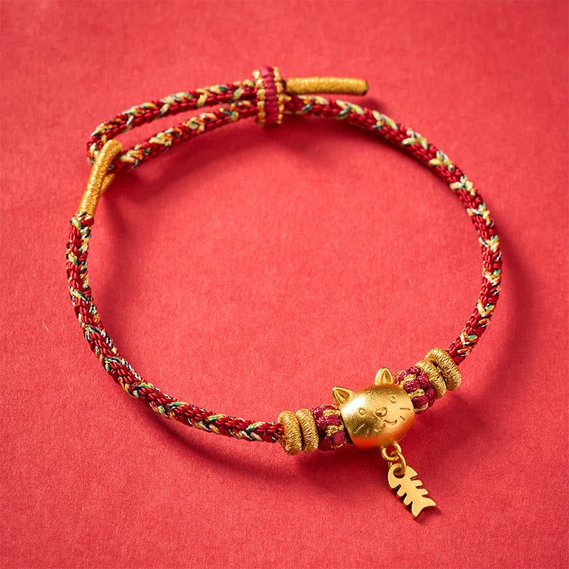Buddha Stones Copper Cat Fish Multiple Colors String Balance Bracelet - image 1