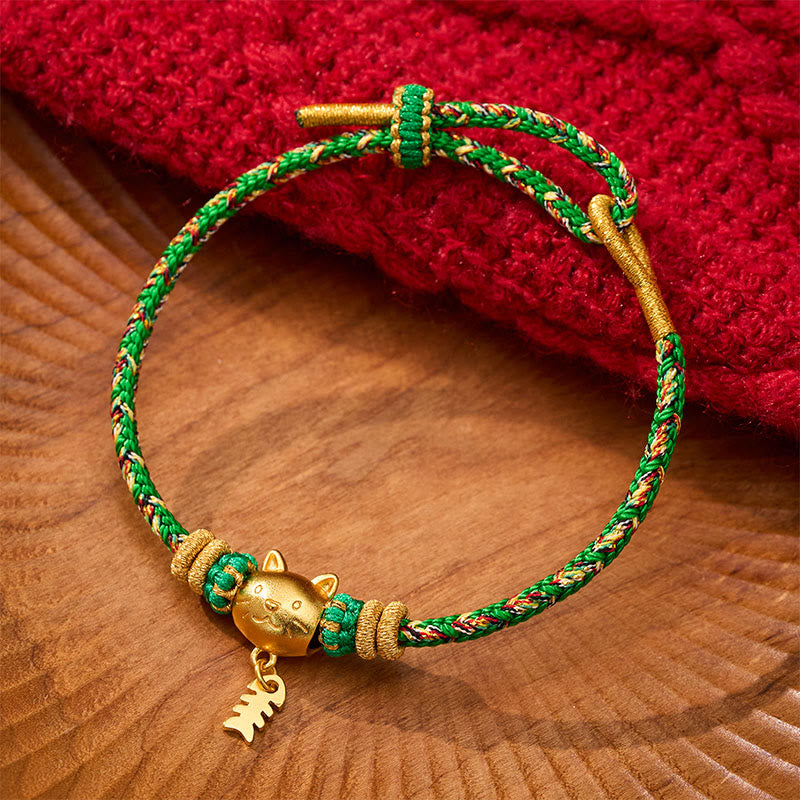 Buddha Stones Copper Cat Fish Multiple Colors String Balance Bracelet - Green(Wrist Circumference: 5.5–6.3 in/14–16 cm) - image 15