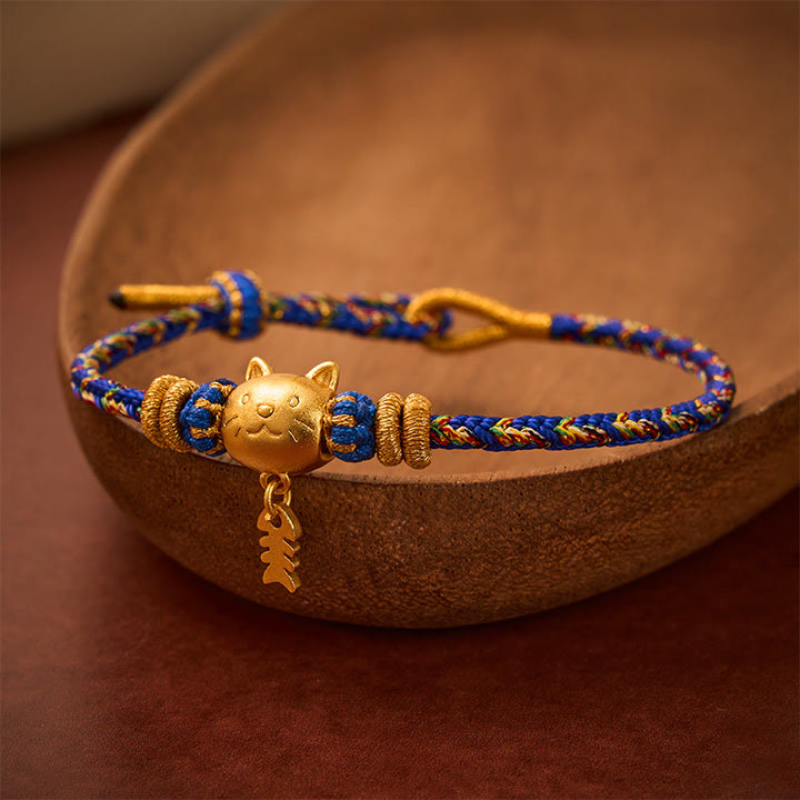 Buddha Stones Copper Cat Fish Multiple Colors String Balance Bracelet - image 12