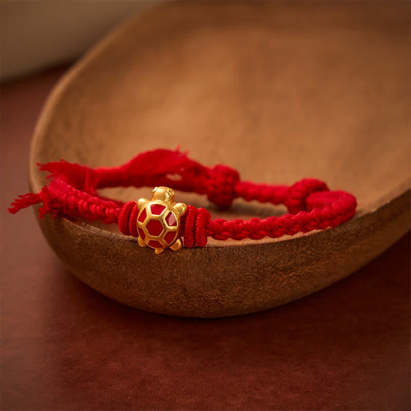 Buddha Stones Longevity Turtle Red String Balance Tibet Adjustable Bracelet - image 2