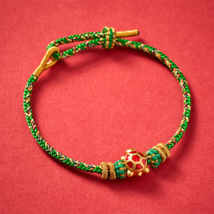 Buddha Stones Five Color Hand Woven String Longevity Turtle Protection Adjustable Bracelet - image 4
