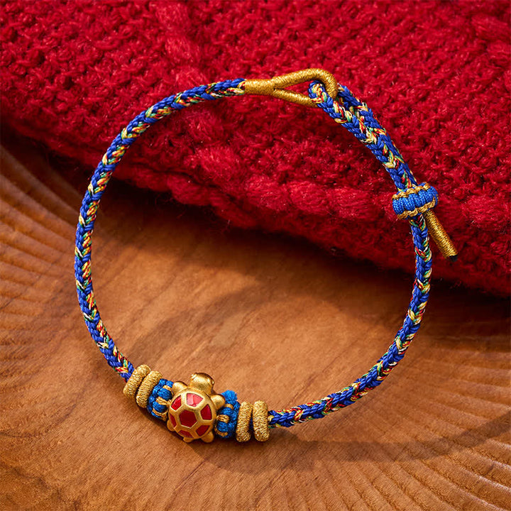 Buddha Stones Five Color Hand Woven String Longevity Turtle Protection Adjustable Bracelet - Blue(Wrist Circumference: 5.9–7.1 in/15–18 cm) - image 9