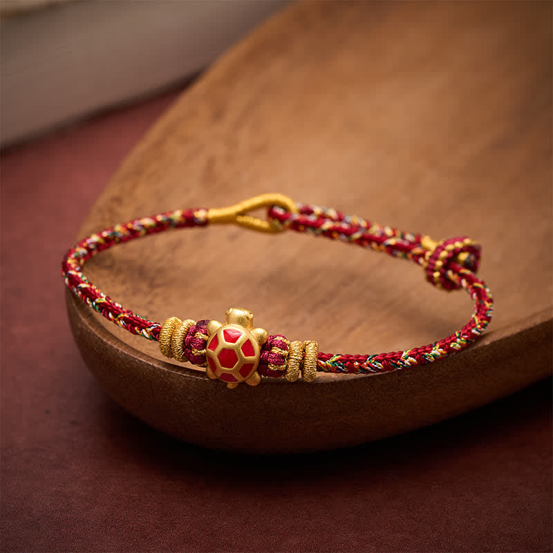 Buddha Stones Five Color Hand Woven String Longevity Turtle Protection Adjustable Bracelet - image 16