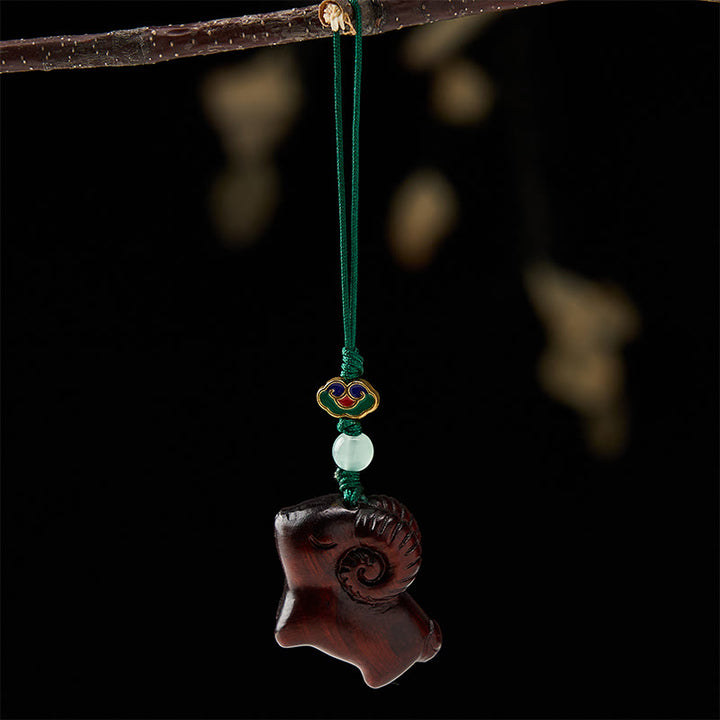 Buddha Stones Hand Carved Sandalwood Goat Positive Keychains - image 16