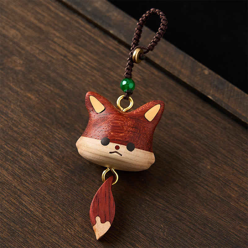 Buddha Stones Hand Carved Natural Wood Fox Balance Keychains - image 4