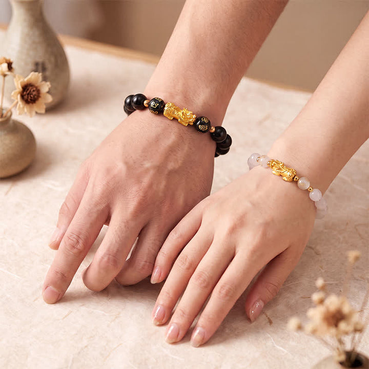 Buddha Stones Black Obsidian Chalcedony Pi Xiu Om Mani Padme Hum Purification Bracelet - image 14