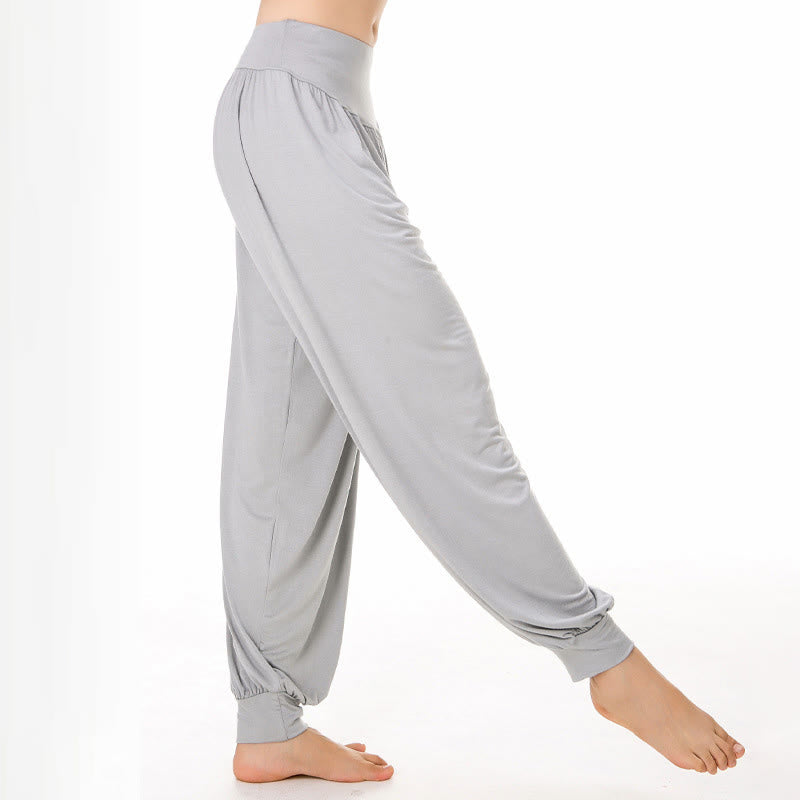Buddha Stones Plain Color Loose Modal Yoga Dance Harem Pants - LightGrey - US12，UK/AU16，EU44 (3XL) - image 8