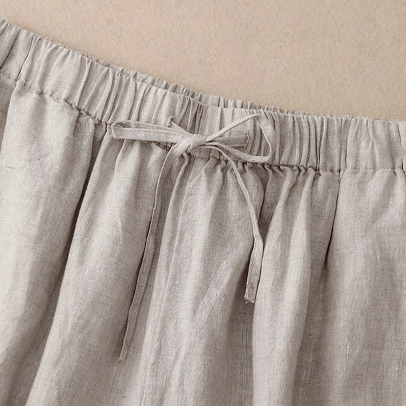 Buddha Stones Summer Elastic Waist Women's Capri Cropped Wide Leg Pants With Pockets - image 18