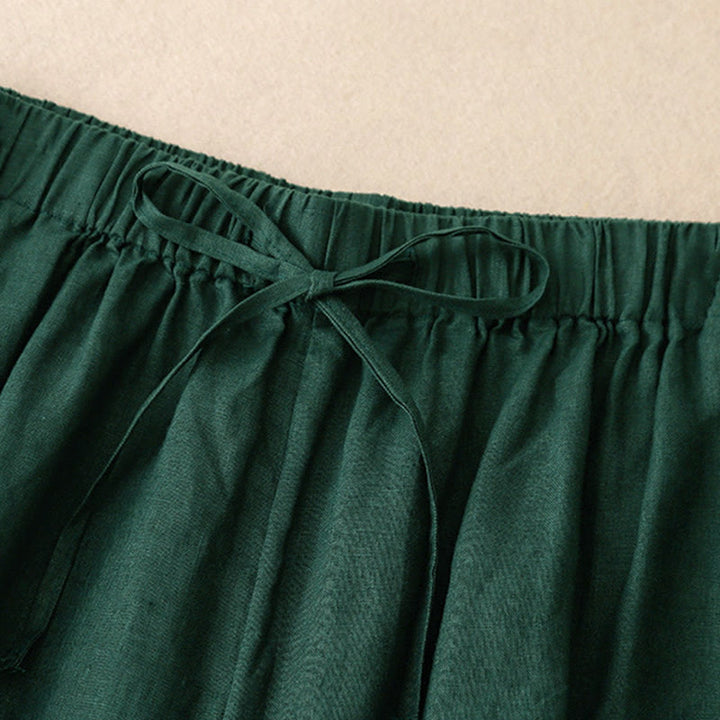 Buddha Stones Summer Elastic Waist Women's Capri Cropped Wide Leg Pants With Pockets - image 24