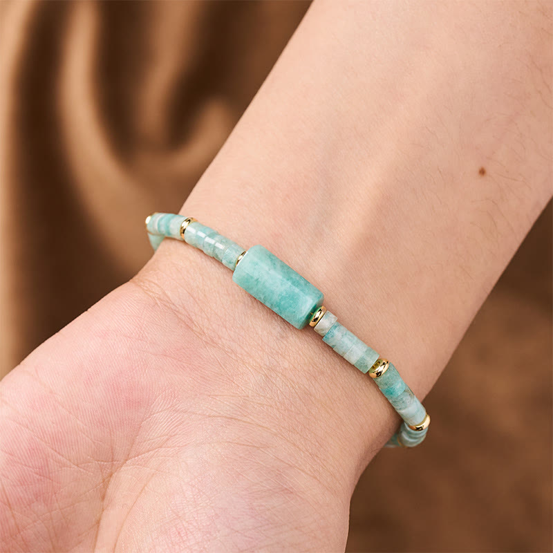 Buddha Stones Amethyst Amazonite Strawberry Quartz Sodalite Truth Faceted Cylinder Accent Bracelet - image 6