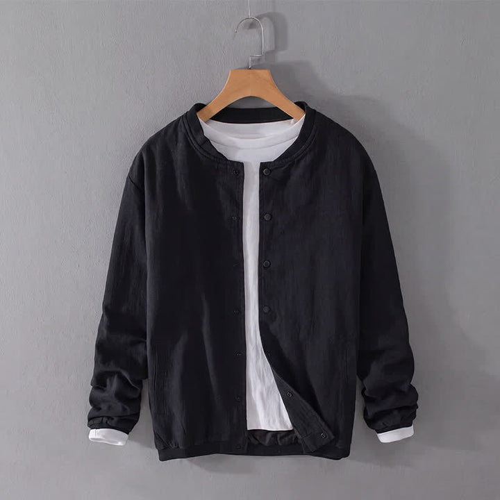 Buddha Stones Spring Casual Minimalist Button-Up Solid Men's Jacket With Pockets - image 9