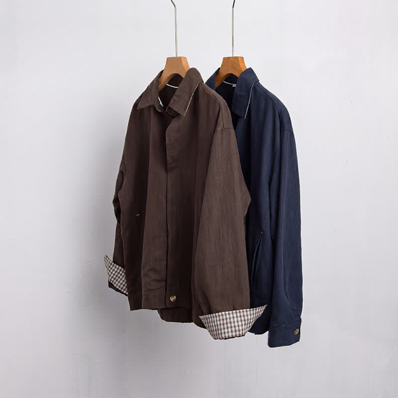 Buddha Stones Fall Casual Vintage Button-Up Solid Linen Men's Jacket With Pockets - image 16