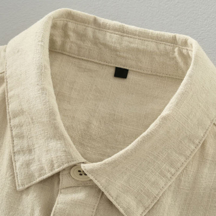 Buddha Stones Fall Casual Minimalist Button-Up Solid Ramie Men's Jacket With Pockets - image 15
