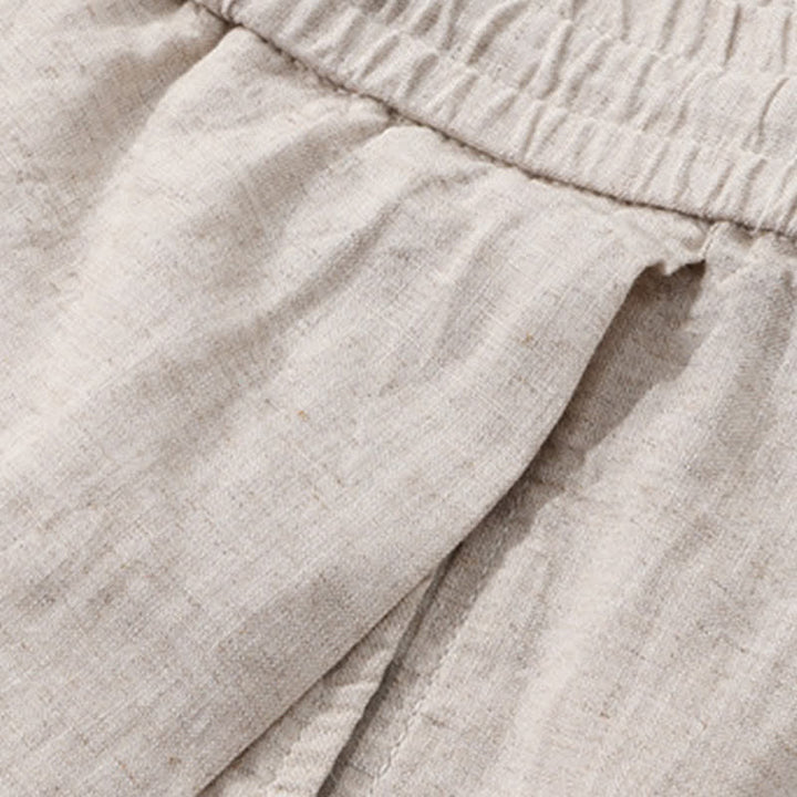 Buddha Stones Spring Summer Casual Drawstring Solid Linen Long Pants Men's Straight Leg Pants With Pockets - image 5