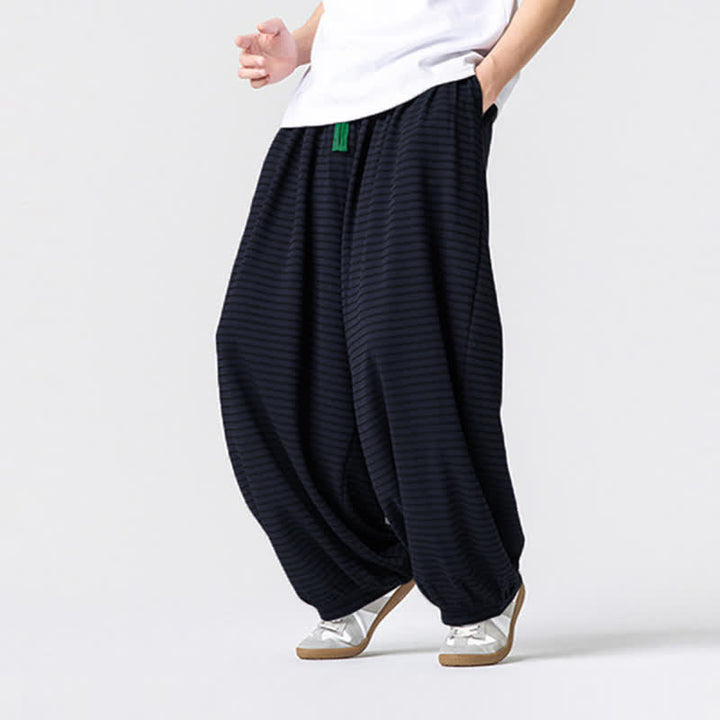 Buddha Stones Fall Casual Minimalist Drawstring Striped Design Ankle Pants Men's Straight Leg Pants With Pocket - image 14