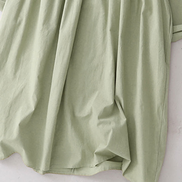 Buddha Stones Spring Fall Casual Tang Style Mandarin Collar Solid Women's Long Sleeve Dress With Pockets - image 7